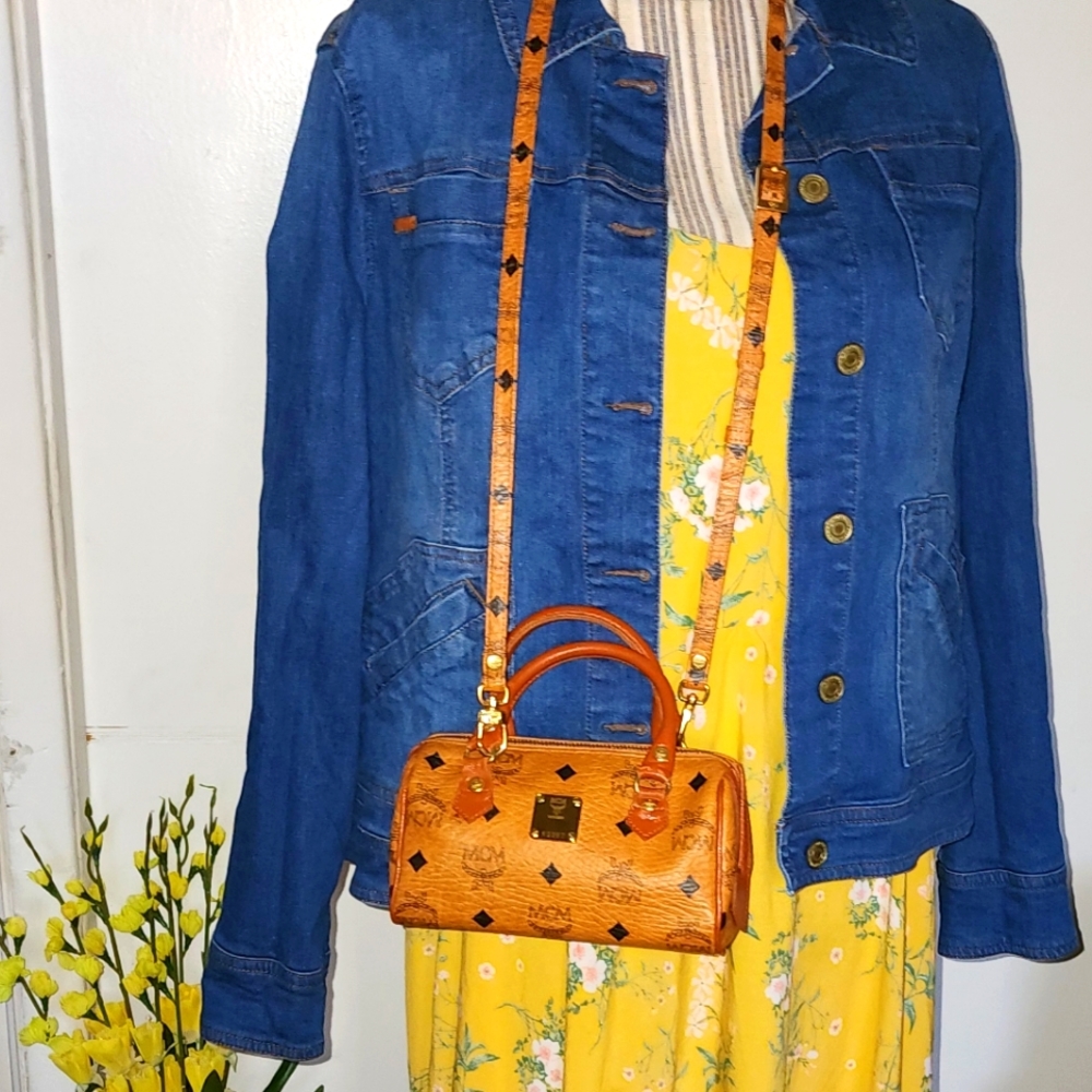 MCM Germany Mini Boston leather Handbag Cognac Vintage